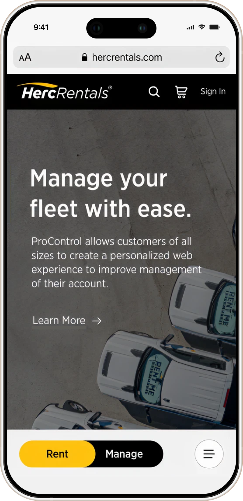 Herc Rentals app — manage your fleet with ease