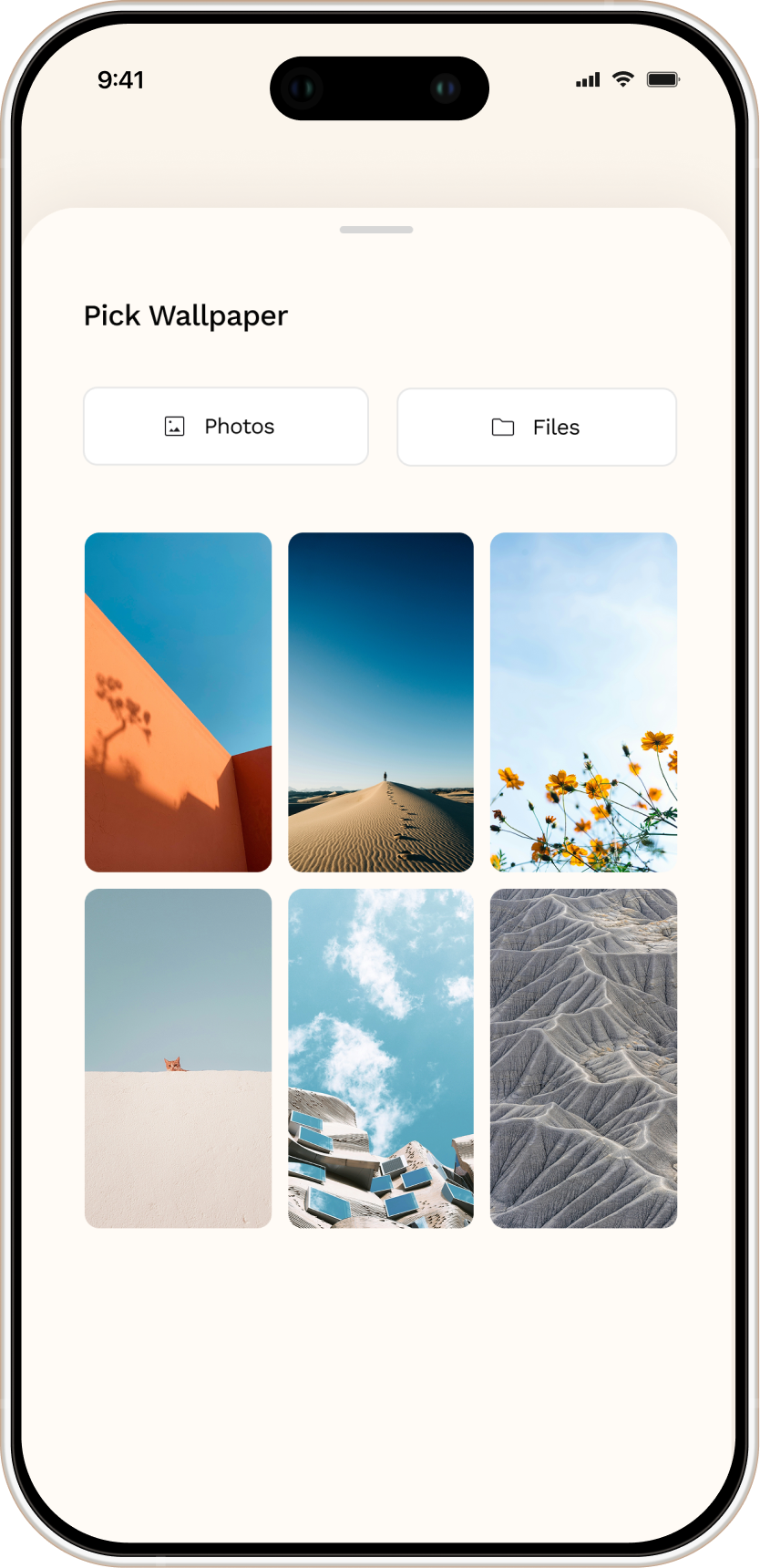 Patina — pick a wallpaper screen