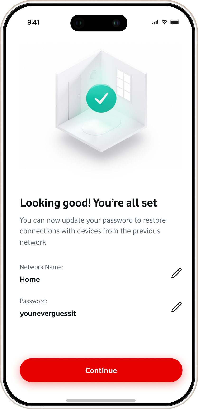 Vodafone app — all set