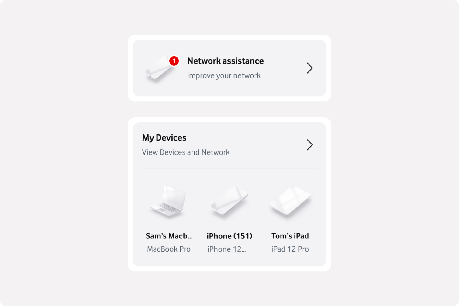 Vodafone app — design system components