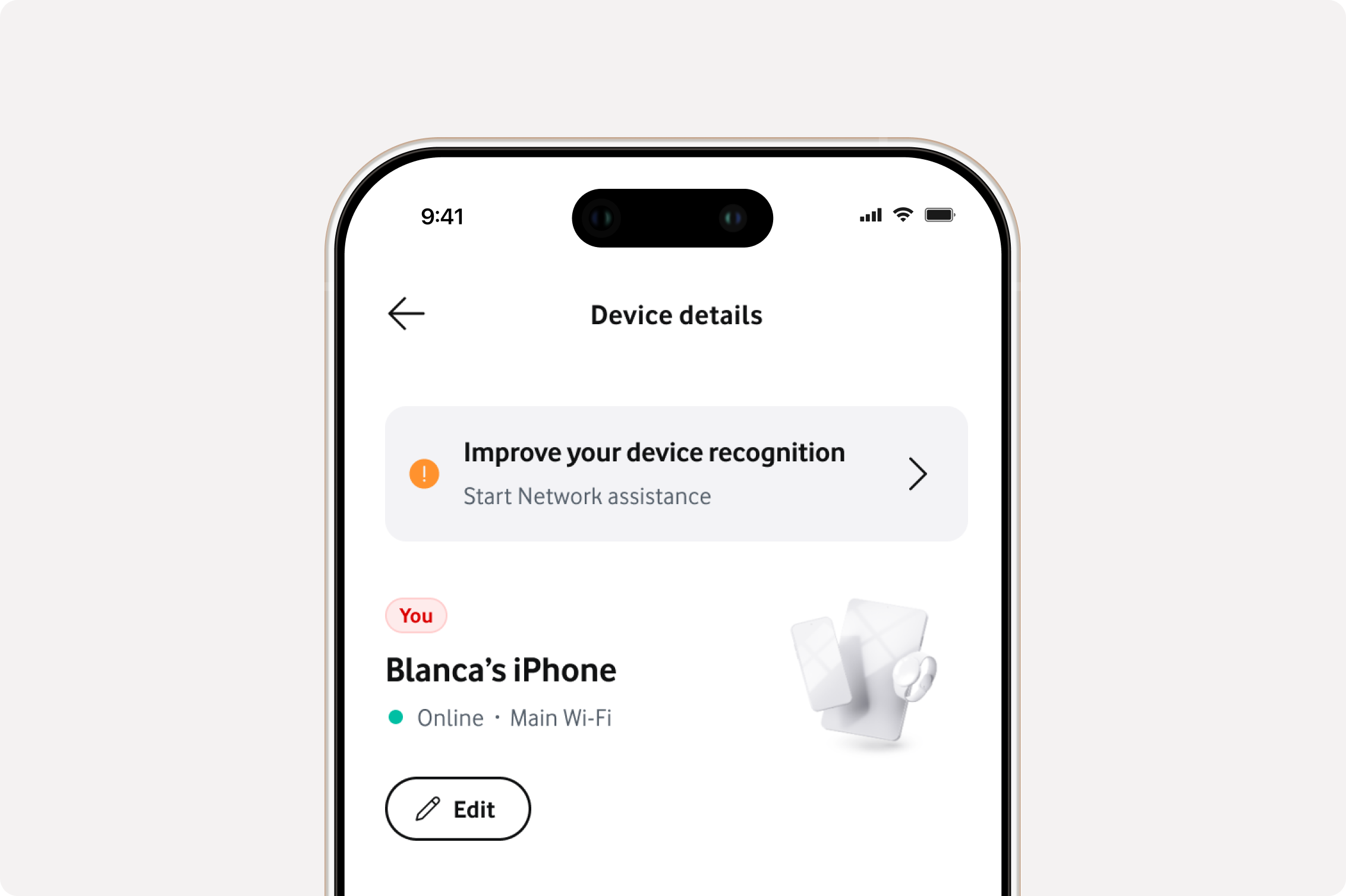 Vodafone app — device