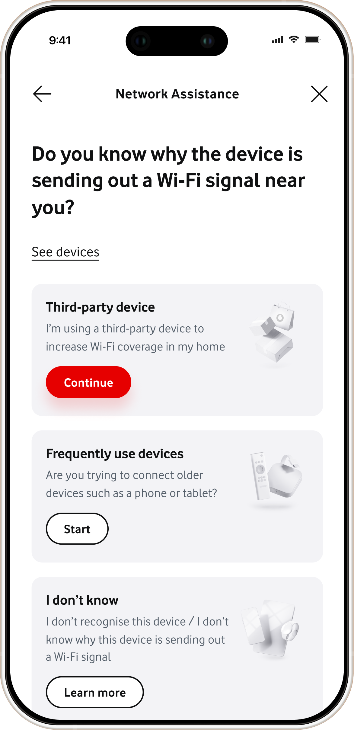 Vodafone app — rogue device detection