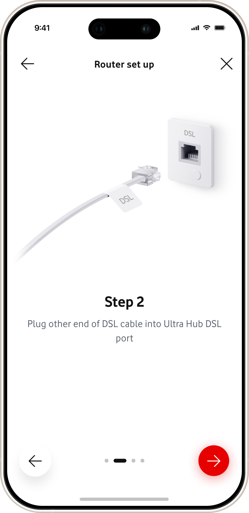 Vodafone app — router setup